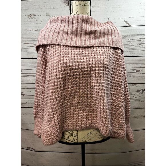 Express XL‎ pink waffle turtle neck sweater with neckline - 2735 - Picture 1 of 6